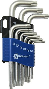 Набор ключей угловых КОБАЛЬТ Tamper TORX T10, T15, T20, T25, T27, T30, T40, T45, T50  Cr