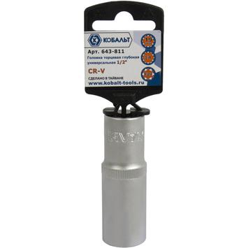 Головка торцевая глубокая универсальная КОБАЛЬТ 1/2", 19 мм, SPLINE Cr-V