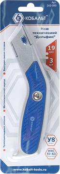 Нож технический КОБАЛЬТ "Дельфин", трапециевидное лезвие 19мм.
