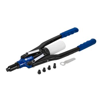 Заклепочник двуручный КОБАЛЬТ 450 мм, заклепки 2.4-3.2-4.0-4.8-6.4 мм, контейнер для сбора стержней, блистер