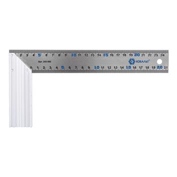 Угольник КОБАЛЬТ столярный 250 мм, нерж.сталь , алюминиевое основание