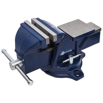 Тиски слесарные КОБАЛЬТ чугунные, ширина губок 125 мм, захват 130 мм, 13.5 кг, с наковальней, поворотные, коробка