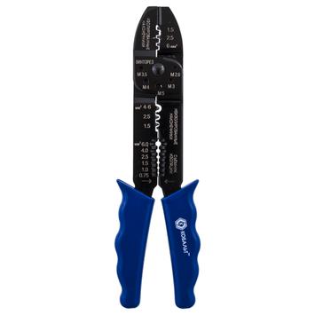 Электропассатижи КОБАЛЬТ 230 мм, снятие изоляции с проводов сечением 0.6-2.6 мм, обжим, кусачки, винторез, блистер