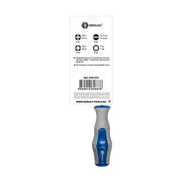 Отвертка рукоятка КОБАЛЬТ Ultra Grip, с набором бит, CR-V, 9 ШТ., блистер