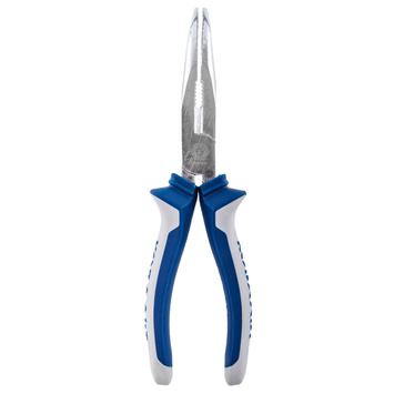 Длинногубцы КОБАЛЬТ изогнутые, 200 мм, с кусачками для проволоки, 2-х компонентные рукоятки, HCS, подвес