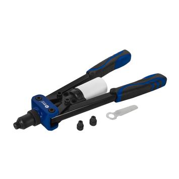 Заклепочник двуручный КОБАЛЬТ 320 мм, усиленный, заклепки 3.2-4.0-4.8 , контейнер для сбора стержней, блистер