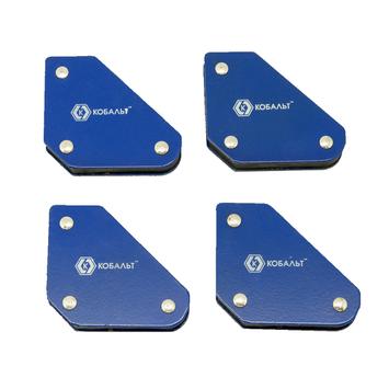 Угольник магнитный КОБАЛЬТ 58 х 50 мм, на 3 угла: 45, 90, 135 градусов, магнит до 4 кг, 4 шт./компл., блистер